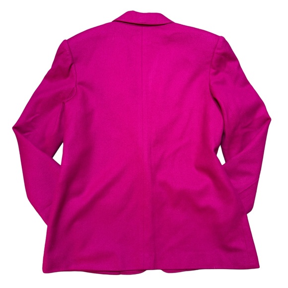 {Sag Harbor} Vintage Hot Pink 100% Wool Oversized Blazer Suit Coat - Picture 2 of 4